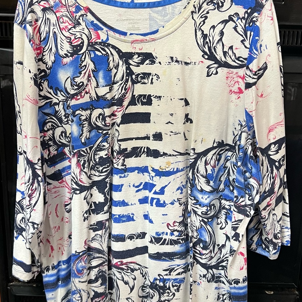 Elegant Blue and White Women's Top